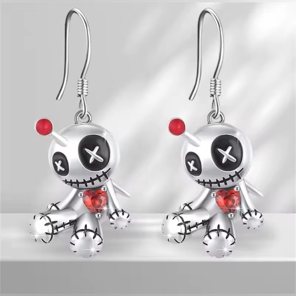 Private Label Jewelry - 🐘🐘 Rhodium Plated Voodoo Doll Earrings